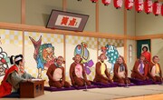 猿に扮して大喜利を行う笑点メンバー。桂歌丸は桃太郎の扮装。(c)日本テレビ