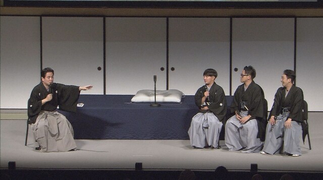 「赤めだか落語会」に出演した（左から）立川談春、濱田岳、宮川大輔、北村有起哉。(c)TBS