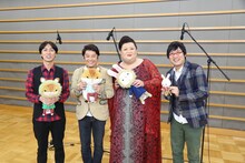 左からナインティナイン矢部、坂上忍、マツコ・デラックス、南海キャンディーズ山里。(c)紙兎ロぺプロジェクト2016 / フジテレビジョン