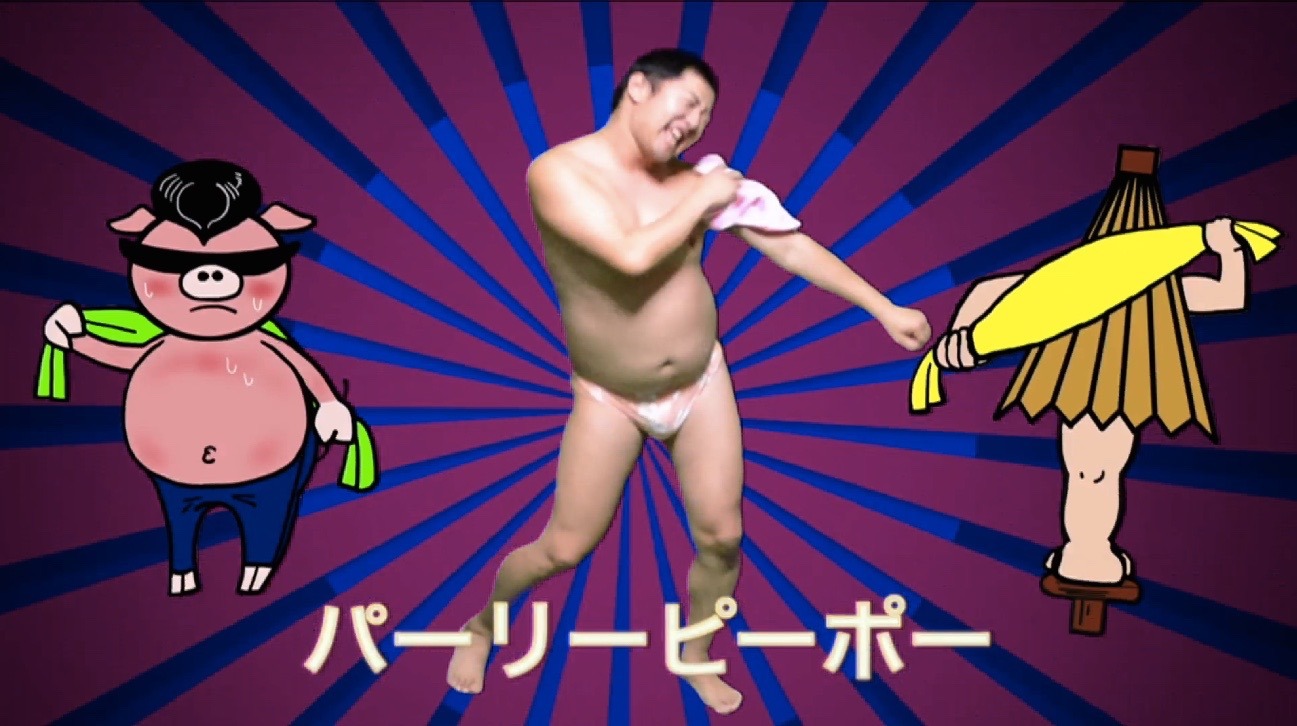 動画「とにかく明るい安村のとにかく明るいかんぷまさつ」のワンシーン。