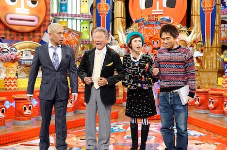 「秘密のケンミンSHOW ダウンタウンDX 合体3時間スペシャル！」の合同MCを務める松本人志、みのもんた、久本雅美、浜田雅功（左から）。(c)読売テレビ