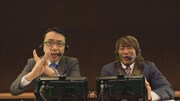 「女子会プロレス」に出演する（左から）福澤朗、棚橋弘至。(c)NHK