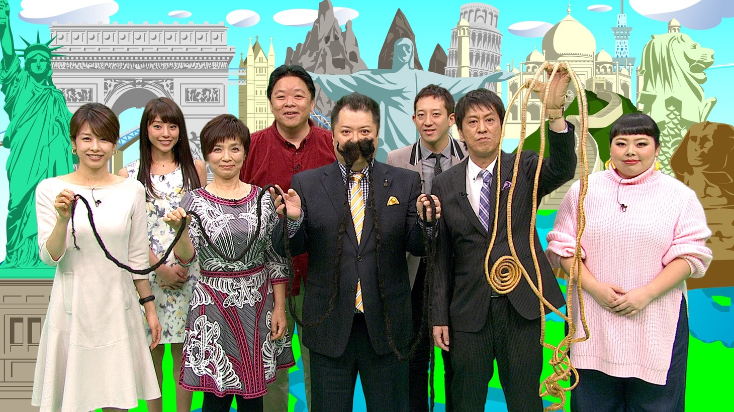 「日曜ファミリア・おそらく世界一のビックリライフ」の出演者たち。(c)フジテレビ