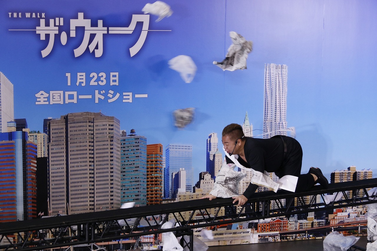 映画「ザ・ウォーク」の公開記念イベントに登場した出川哲朗。