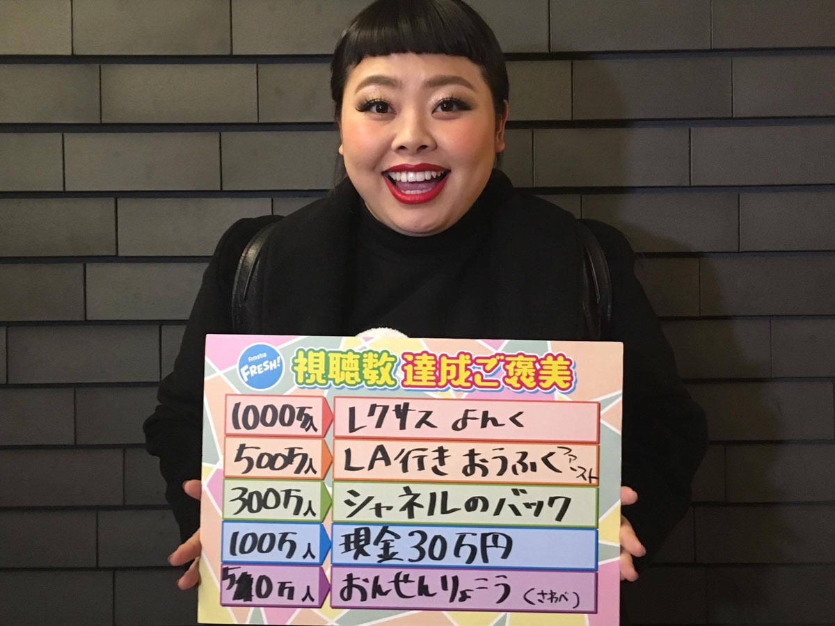 「渡辺直美24時間生放送～FRESH!が直美を救う」を配信した渡辺直美。
