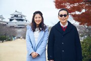 「ブラタモリ」で松山を訪れた桑子真帆（NHKアナウンサー）、タモリ。(c)NHK