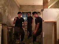 SACHIOPIA COFFEEのメンバー。左から、コーヒールンバ平岡、パワフルコンビーフ兼重、おでん。