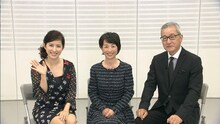 「アートたけし展」の音声ガイドに登場する、（左から）江口ともみ、阿川佐和子、大竹まこと。