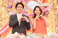 （左から）ナインティナイン矢部、吉田明世（TBSアナウンサー）。(c)TBS