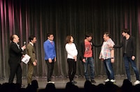 左からアホマイルド坂本、ニューヨーク嶋佐、銀シャリ橋本、椿鬼奴、スピードワゴン小沢、ブラックマヨネーズ小杉、POISON GIRL BAND吉田。