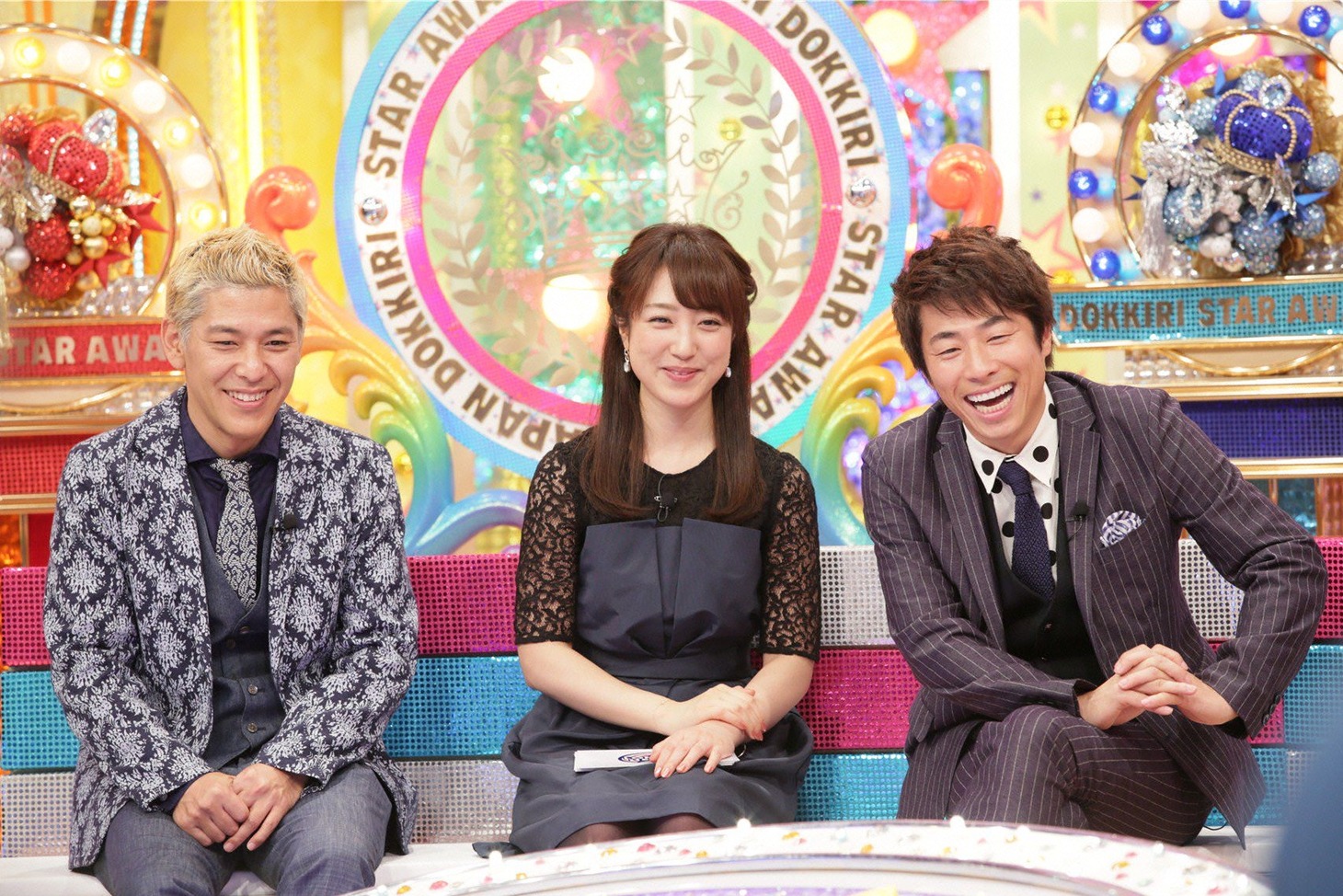 ロンドンブーツ1号2号と川田裕美（中央）。(c)テレビ朝日