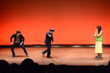 新ネタを披露する（左から）キャン×キャン玉城、ななめ45°岡安、ななめ45°下池。