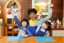 片桐仁と息子たち。