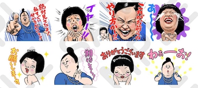 LINE公式スタンプ「しゃべるおかずクラブ」のサンプル。