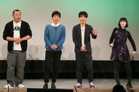 「ヨルスパ！俳優コント部」に出演する（左から）TKO木下、ジャルジャル、鳥居みゆき。(c)関西テレビ