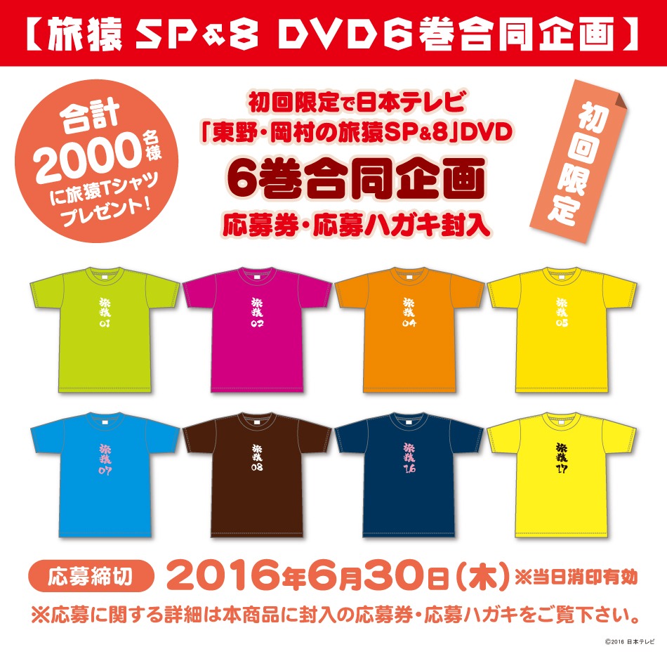 「旅猿」DVDのTシャツプレゼント企画イメージ。