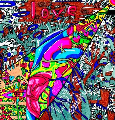 プラスマイナス岩橋が描いた「Lots of love」のジャケットイラスト。