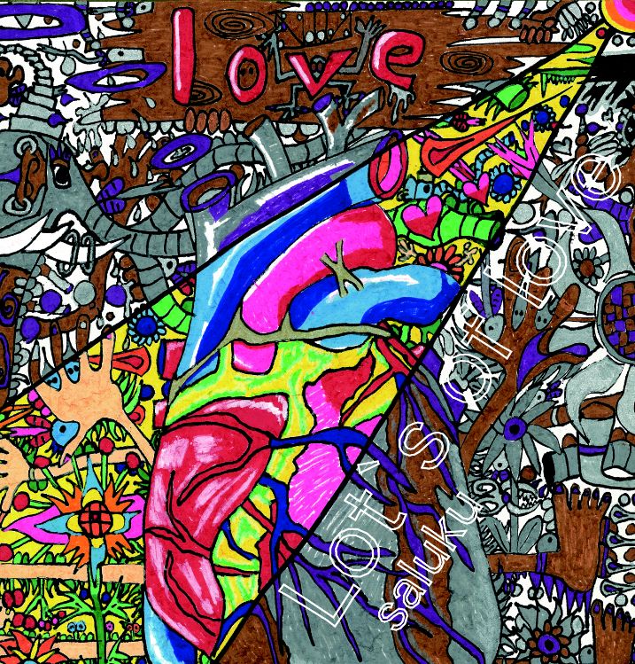 プラスマイナス岩橋が描いた「Lots of love」のジャケットイラスト。