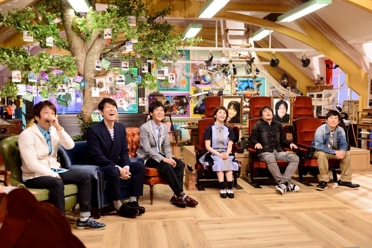 （左から）ネプチューン、岡本玲、フルーツポンチ。(c)テレビ朝日