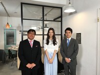 左からカンニング竹山、足立梨花、増田和也（テレビ東京アナウンサー）(c)テレビ東京