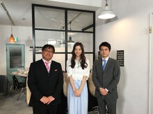 左からカンニング竹山、足立梨花、増田和也（テレビ東京アナウンサー）(c)テレビ東京