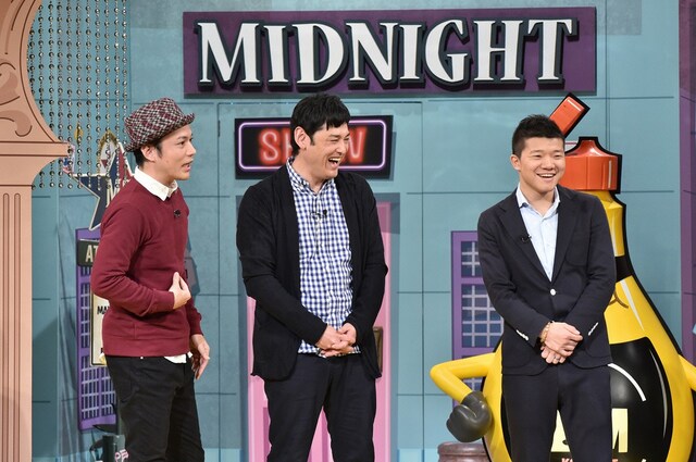 「マヨなか笑人」にゲスト出演する（左から）シャンプーハット、亀田大毅。(c)読売テレビ