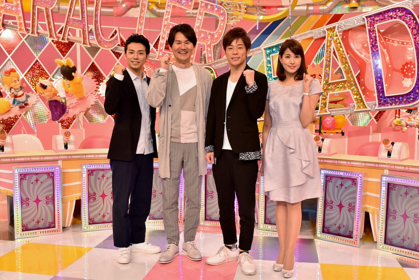 （左から）ピース綾部、南原清隆、陣内智則、永島優美フジテレビアナウンサー。