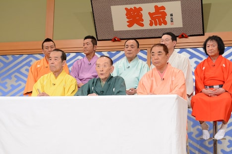 「笑点」50周年記念記者会見の様子。