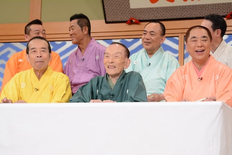 「笑点」50周年記念記者会見の様子。