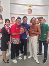 左から田中麻耶アナウンサー、アンタッチャブル山崎、ロバート。(c)メ～テレ