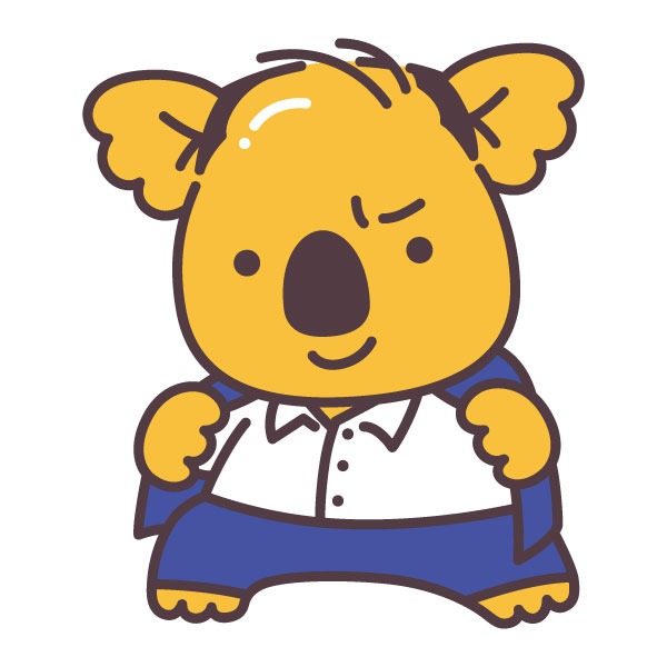 トレンディエンジェル斎藤と「コアラのマーチ」のコラボイラスト。