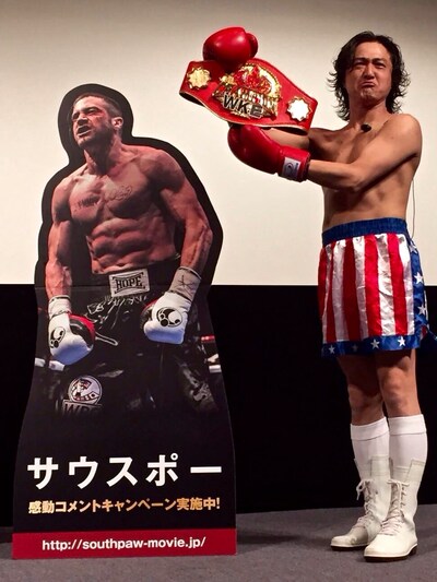 映画「サウスポー」の試写会付きイベントに登場したスタスタローン。