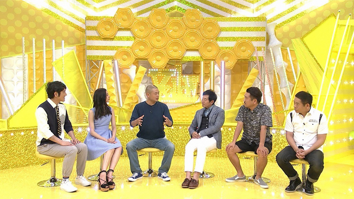 左からココリコ田中、新木優子、あばれる君、石田純一、FUJIWARA。