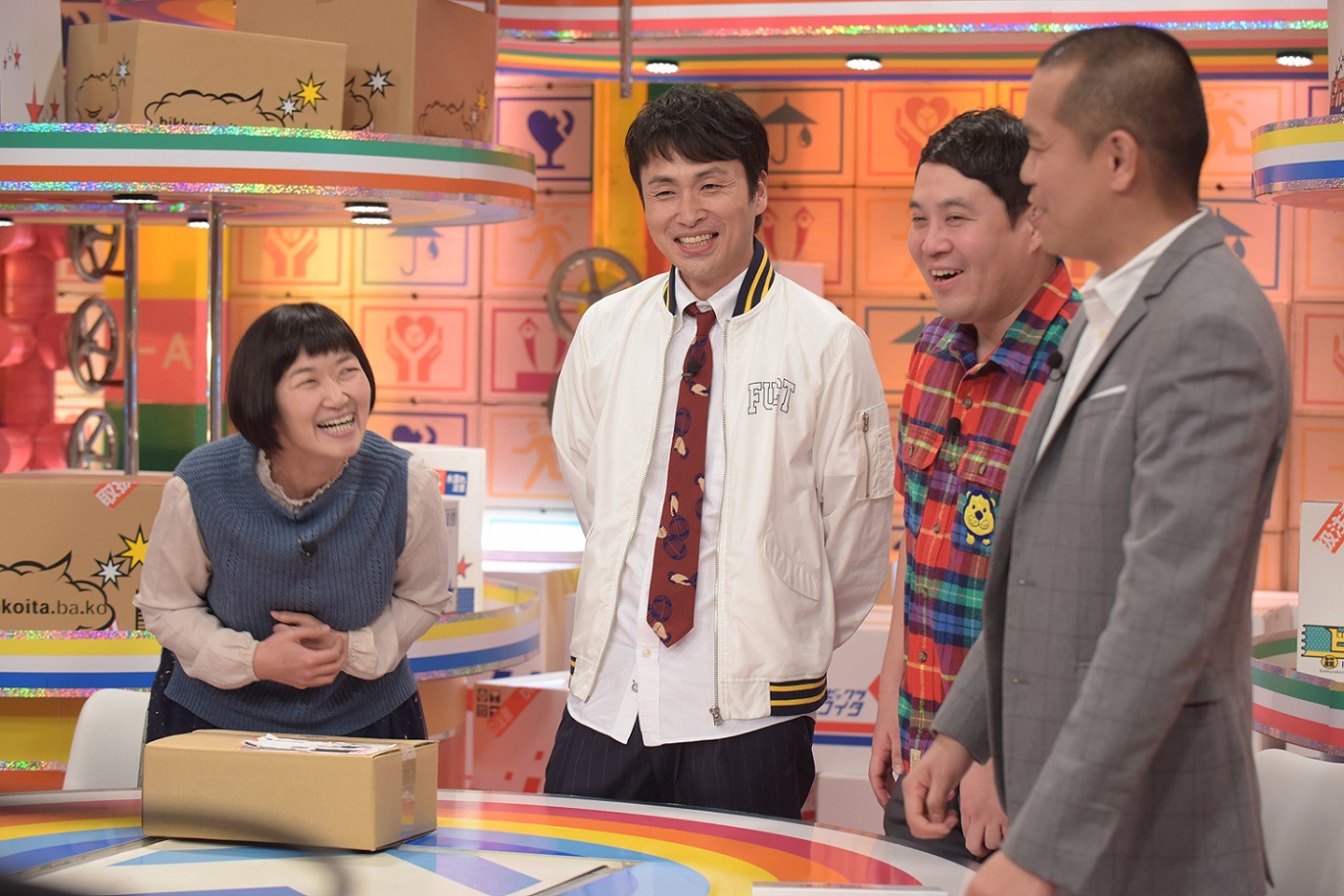 （左から）たんぽぽ川村、アンジャッシュ児嶋、タカアンドトシ。(c)中京テレビ