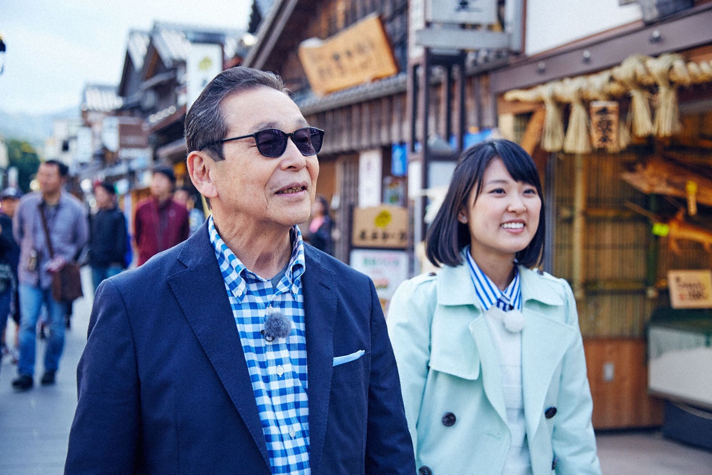 「ブラタモリ」で伊勢を訪れたタモリと近江友里恵（NHKアナウンサー）。(c)NHK