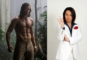 狩野英孝（右）と、映画「ターザン：REBORN」に出演するアレクサンダー・スカルスガルド（左）。(c)2016 Edgar Rice Burroughs, Inc. and Warner Bros. Ent. All Rights Reserved