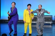 松浦真也、吉田裕、島田一の介（左から）のトリオ「ゆたかな真也はいちのすけ」。