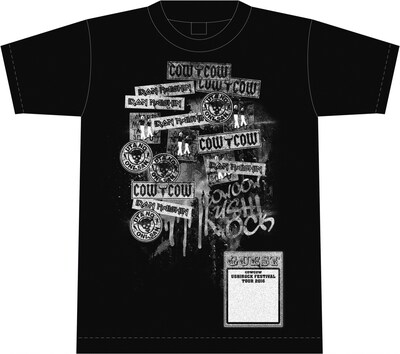 「COWCOW USHI ROCK FESTIVAL TOUR 2016」オリジナルTシャツ（黒）の表。