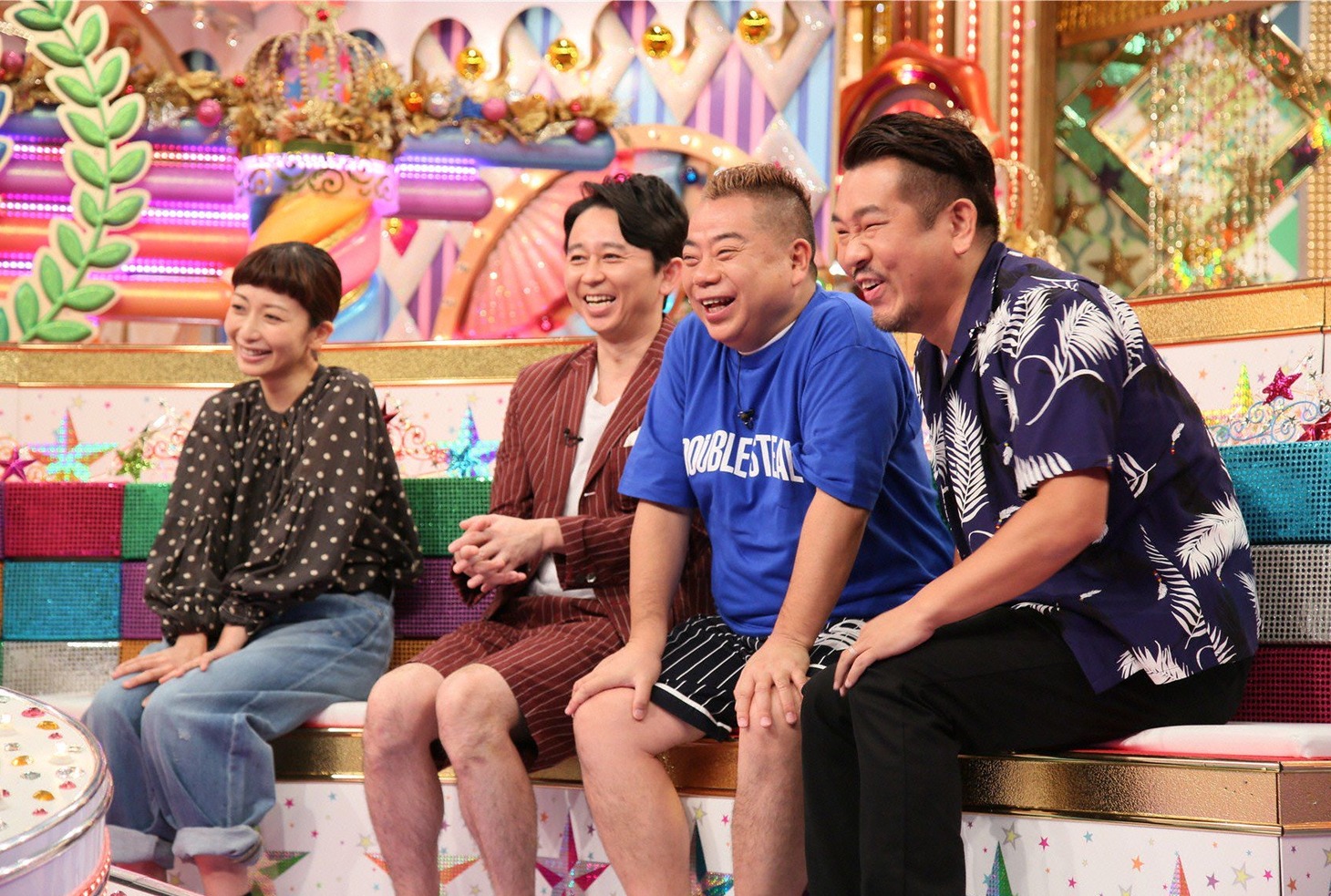 （左から）持田香織、有吉弘行、出川哲朗、FUJIWARA藤本。(c)テレビ朝日