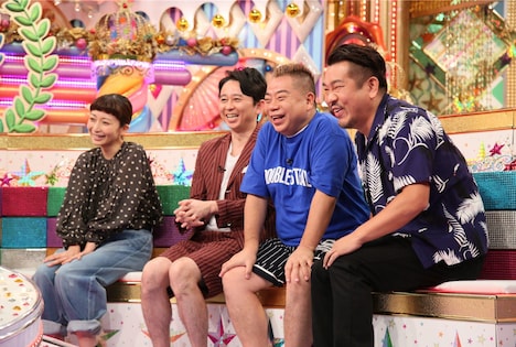 (左から)持田香織、有吉弘行、出川哲朗、FUJIWARA藤本。(c)テレビ朝日
