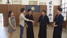 左から新木優子、ココリコ田中、原口あきまさ、ラジバンダリ西井、はんにゃ金田。(c)メ～テレ