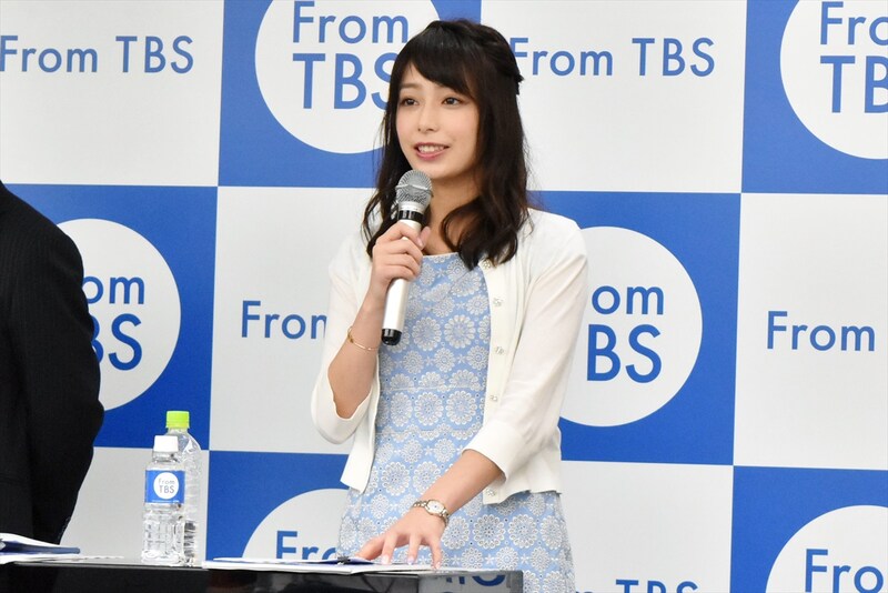 TBSの10月期番組改編説明会で進行を務めた宇垣美里（TBSアナウンサー）。