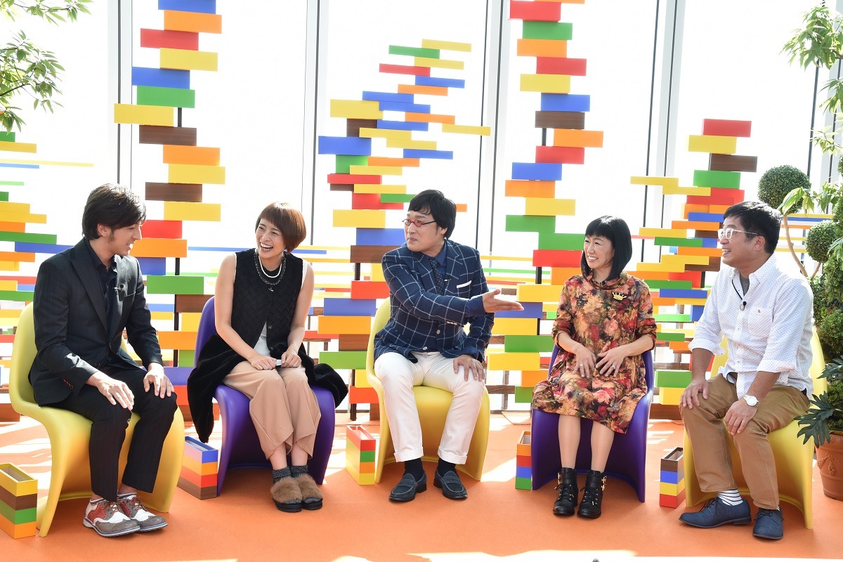 左から黒田勇樹、上田まりえ、南海キャンディーズ山里、ハイヒール・リンゴ、トミーズ健。(c)読売テレビ