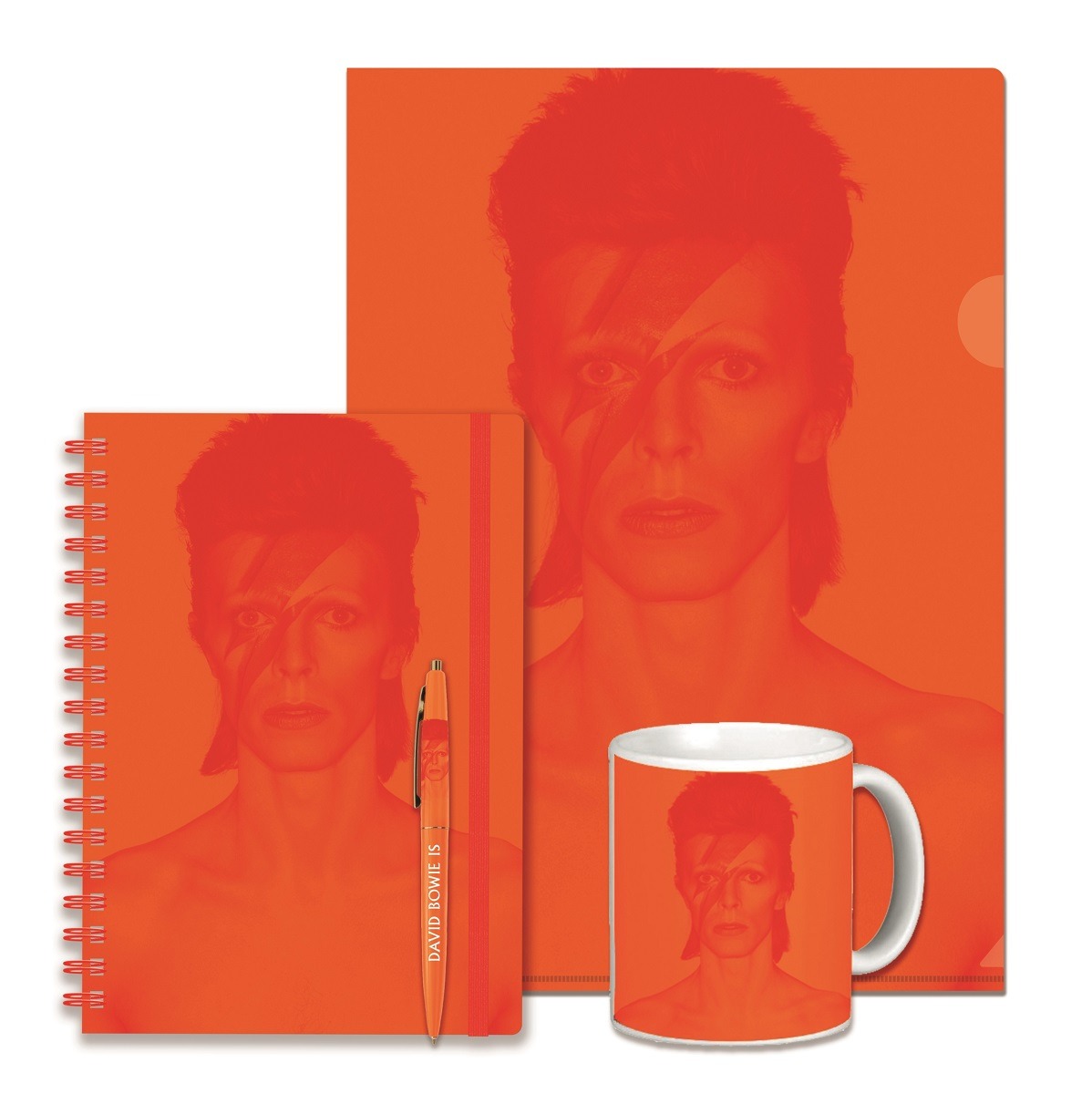 「DAVID BOWIE is」で販売されるグッズのイメージ。