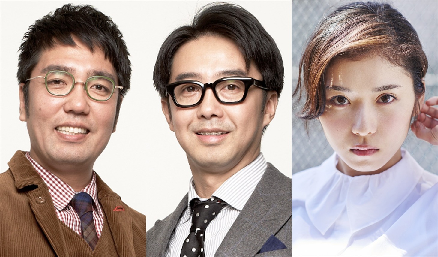 「～笑わせたもん勝ちトーナメント～KYO-ICHI」MCのおぎやはぎと松岡茉優（右）。