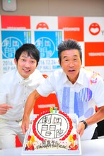 左からNON STYLE石田、間寛平。7月に行われた会見にて。