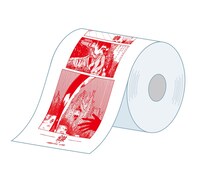 「B-enjoyトイレットペーパー」の「楳図かずおの恐怖のちり紙」（「鎌」バージョン）のイメージ。(c)楳図かずお/小学館