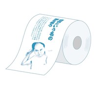 「B-enjoyトイレットペーパー」の「髪はないけど紙はある！」イメージ。(c)YOSHIMOTO KOGYO