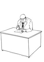 「サラリーマン山崎シゲル」と鉛筆シャープTypeSのコラボイラスト。