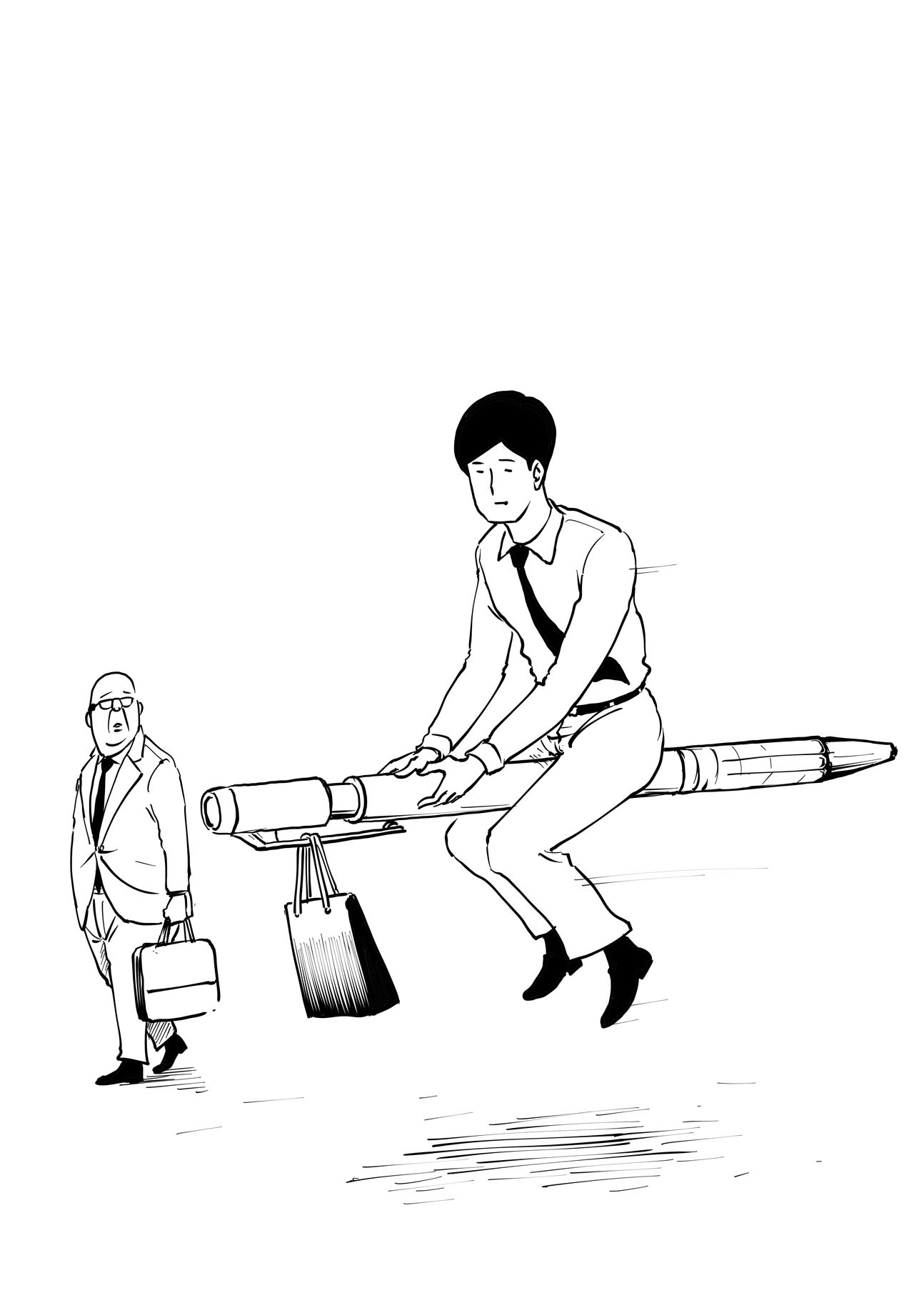 「サラリーマン山崎シゲル」と鉛筆シャープTypeSのコラボイラスト。